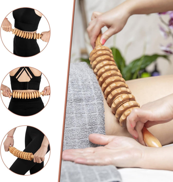 Wood Therapy Massage Tools 3 in 1,Wooden Lymphatic Drainage Massager, Body Sculpting Tools Cellulite Massager for Maderoterapia, Body Contouring, Relief Muscle, Anti-Cellulite