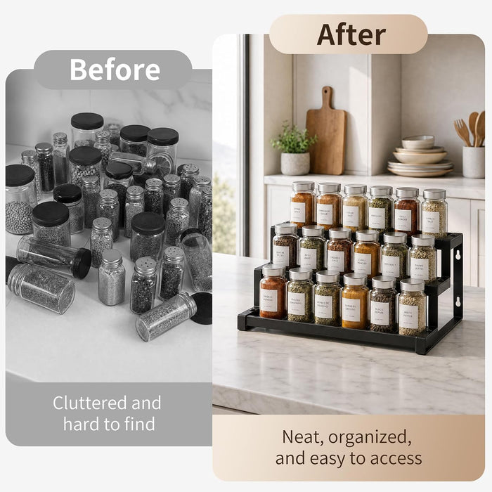 Expandable Spice Rack Organizer for Cabinet, Supports 17.6 lbs Per Tier