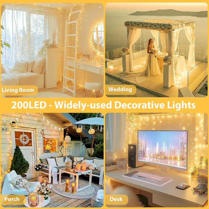 200 LED Connectable String Lights, 66FT Christmas Lights Outdoor Indoor