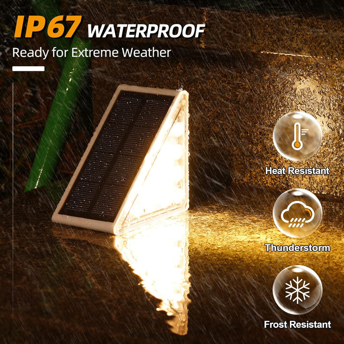 Solar Step Lights,6 Pack Warm White Solar Stair Lights Outdoor Waterproof IP67 Auto On Off,Solar Lights for Steps,Stair,Patio,Yard,Porch,Front Door,Sidewalk,Deck Decor