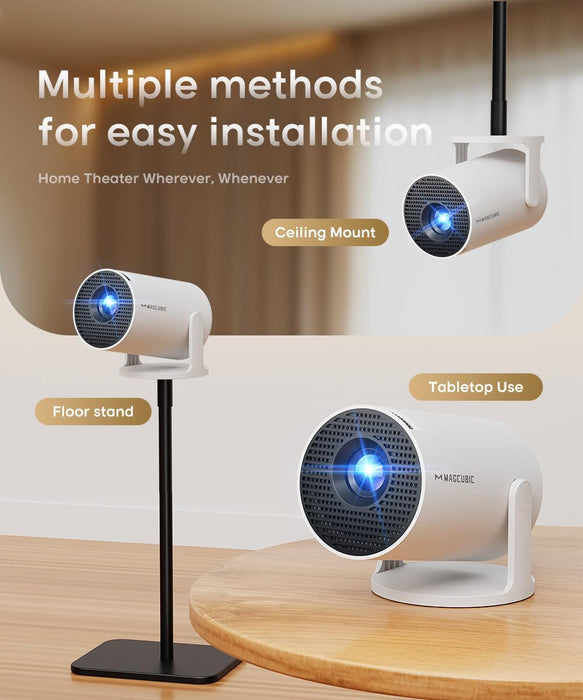 2026 Upgraded HY300PRO Mini Projector with WiFi and Bluetooth, Portable Projector 4K Support, Auto Keystone, 180 Degree Rotation, Smart Proyector for Home Outdoor