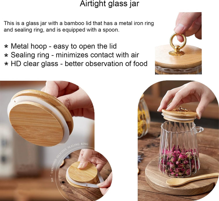 Sugar Bowls Sugar Container 25.36 FL OZ Glass Coffee Canister Airtight Food Storage Jar with Lid and Spoon Candy Jar Cof