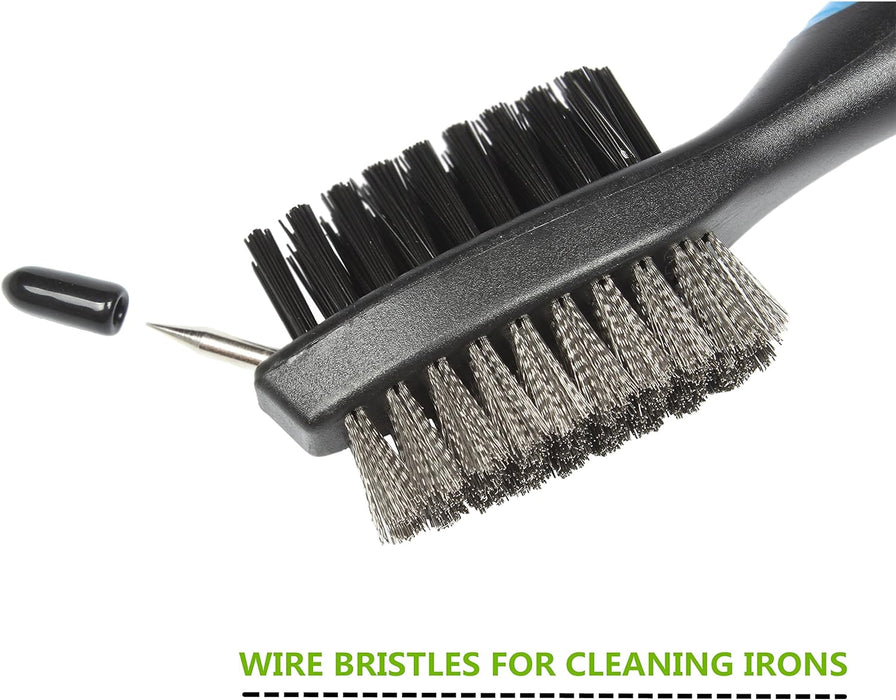 Retractable Golf Club Brush & Groove Cleaner — Blue & Black