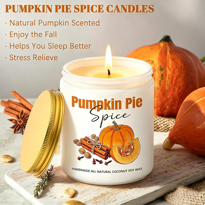 Fall Candles, Pumpkin Cinnamon Spice Candles, Fall Scented Candle Decorations for Home Gifts for Women Pumpkin Pie Spice