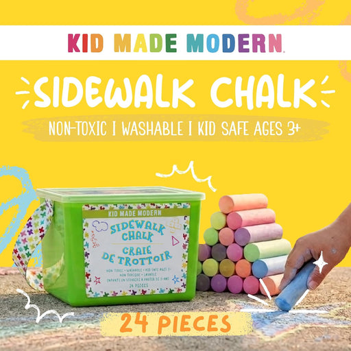Non Toxic Sidewalk Chalk Bucket (24 Count) - Washable Colored Chalk Bulk Set for Kids and Toddlers Outdoor Games