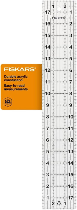 Fiskars 3" x 18" Acrylic Sewing & Quilting Ruler with Gridlines, Clear