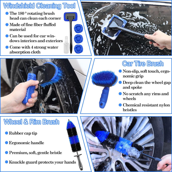 26Pcs Car Detailing Brush Set, Car Detailing Kit, Car Detailing Brushes, Car Cleaning Kit, Car Windshield Cleaning Tool,