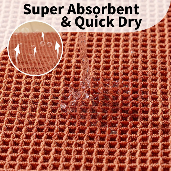 Burnt Orange Bathroom Rug, Fall Waffle Bath Mat Non Slip, 18" x 30"