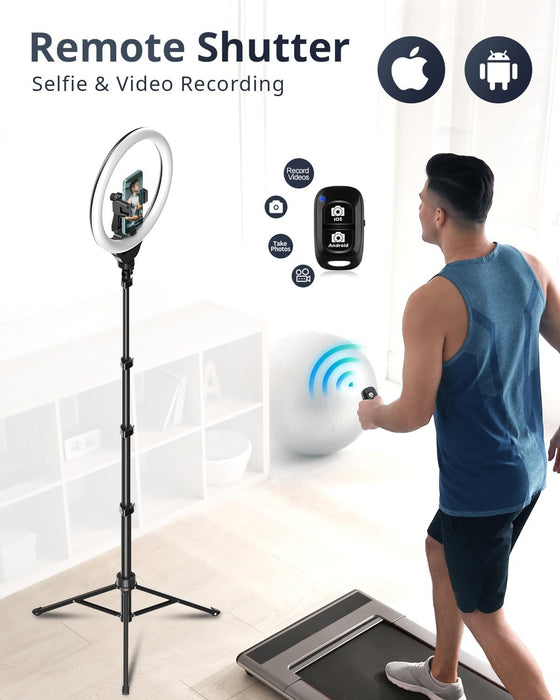 12" LED Ring Light with 62" Tripod Stand, Phone Holder & Remote