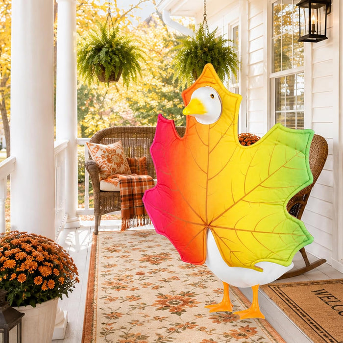 Fall Porch Goose Outfit Autumn Maple Leaf Goose Costumes Thanksgiving Lawn Goose Clothes Fit 23''H Plastic Cement Statue