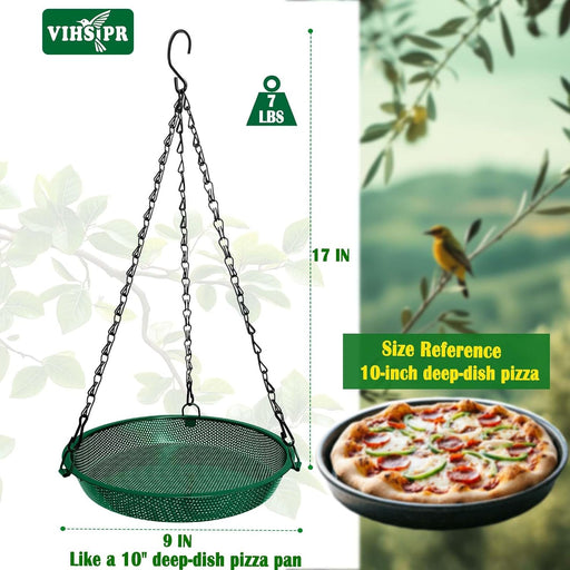 Hanging Platform Bird Feeder, 9 in, Green
