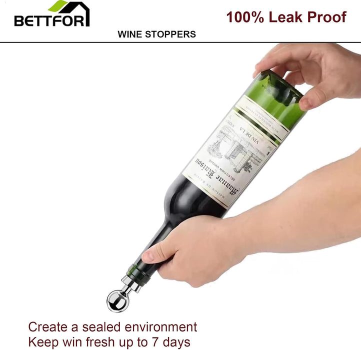 Wine Stoppers for Wine Bottles 3Pcs Vacuum Wine Bottle Stopper with Silicone Reusable Wine Corks, Leak proof Keep Fresh 