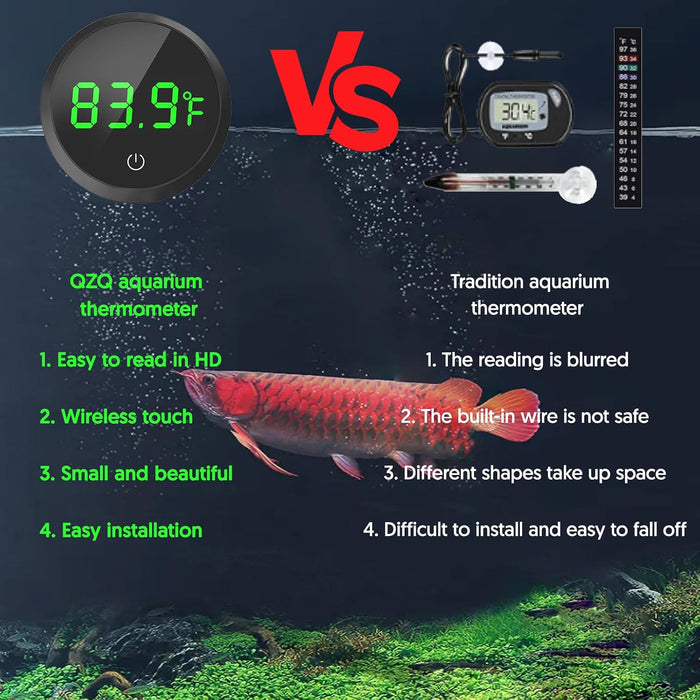 Fish Tank Thermometer Aquarium Thermometer Wireless Touch Stick Digital Aquarium Thermometer LED Display ±1°F for Monito