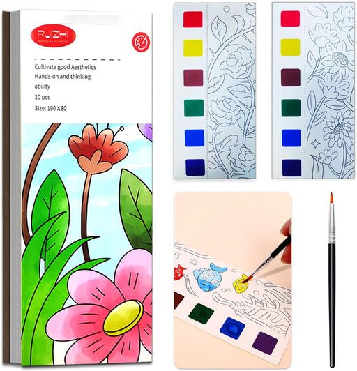 JUNQIU Watercolor Coloring Books for Kids Ages 4-8, Pocket Watercolor Painting Book for Toddlers, Easter Basket Stuffers For Girls Boys, Stocking Stuffers For Kids