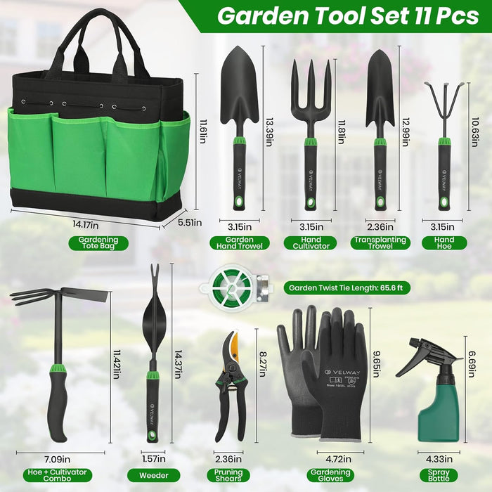 11-Piece Garden Tools Set Heavy Duty with Ergonomic Handles