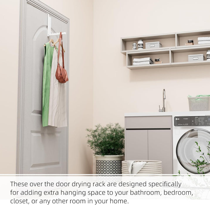 Over The Door Hanger Folding Clothes Drying Rack, Folding Hanging Coat Rack for Indoor Laundry Room Compact Small Space 