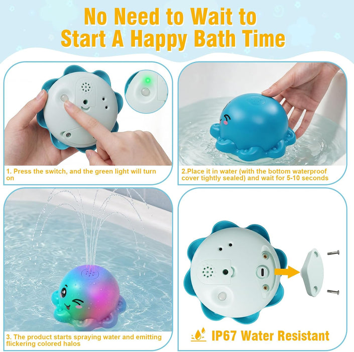 Light Up Baby Bath Toys for Babies 3+, Kids Essentials(Octopu)