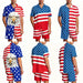 Men'S Fashion 2-Piece Matching Shortsleeve Collared Neck Tropical Set - Casual Stylish Flag Pattern Shirt & Bottoms, Loose Fit, plus Size Hawaiian Patriotic Streetwear for 4Th of July