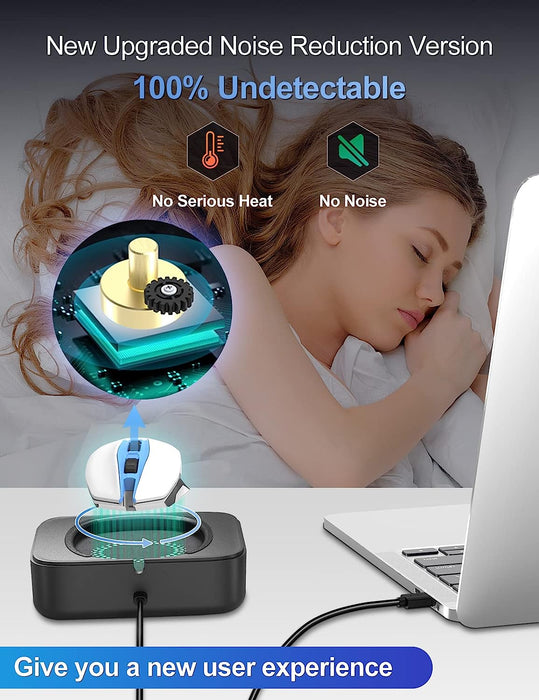 Mouse Mover Undetectable, Super-Silent Mouse Jiggler Device Move Randomly, Automatic Wiggler Shaker Giggler, Adjustable Interval Timer, Keep Computer Laptop Active for Office Home Remote Work