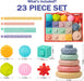 Baby Toys 6-12 Months, Montessori Toy for Babies 6-12 Months, Incl Stacking Building Blocks & Soft Infant Teething Toys & Sensory Balls for Toddlers 0-3-6-9-12 Month