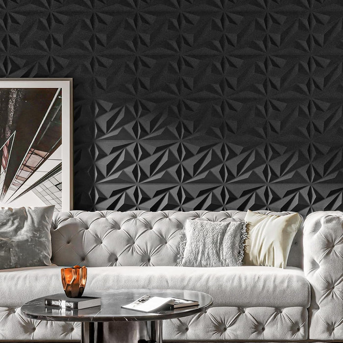33 Pack 3D Wall Panels Diamond, Black, 12''x12''