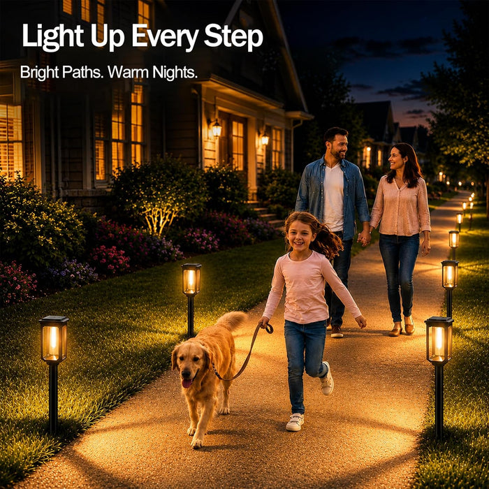 Solar Pathway Lights Outdoor 8 Pack, Bright Solar Garden Lights