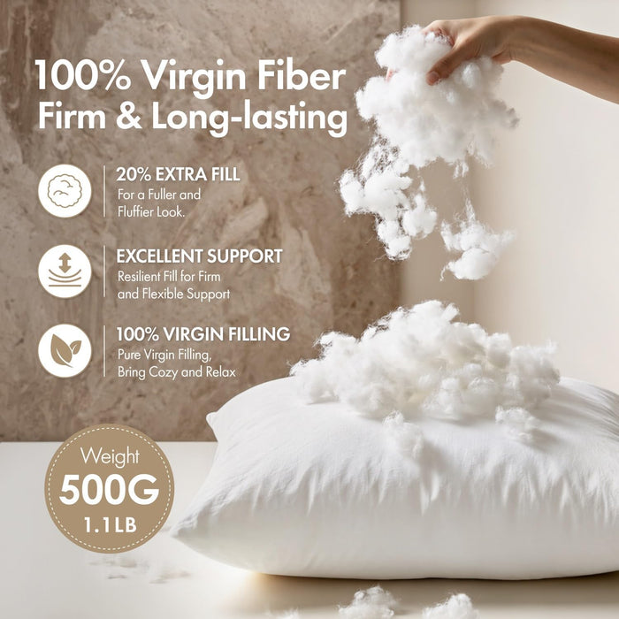 18x18 Pillow Inserts 4 Pack, 100% Virgin Fiber Filling Throw Pillows
