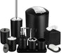 Black Bathroom Accessories Set, 10Pcs Bathroom Accessory Set with Trash Can, Soap Dispenser and Toothbrush Holder, Soap 
