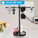 Jewelry Necklace Organizer Stand,12.9" Tall Sturdy Metal Jewelry Stand with Round Tray for Bracelet Bangles Holder Display,Long Necklace Organizer Holder (black)