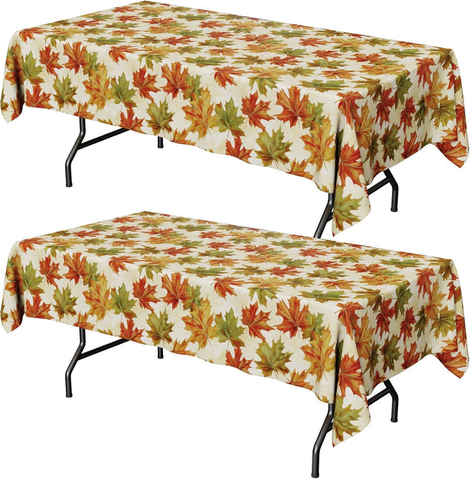 Fall Maple Plastic Table Cloth Disposable, 2 Pack, 54 x 108 in