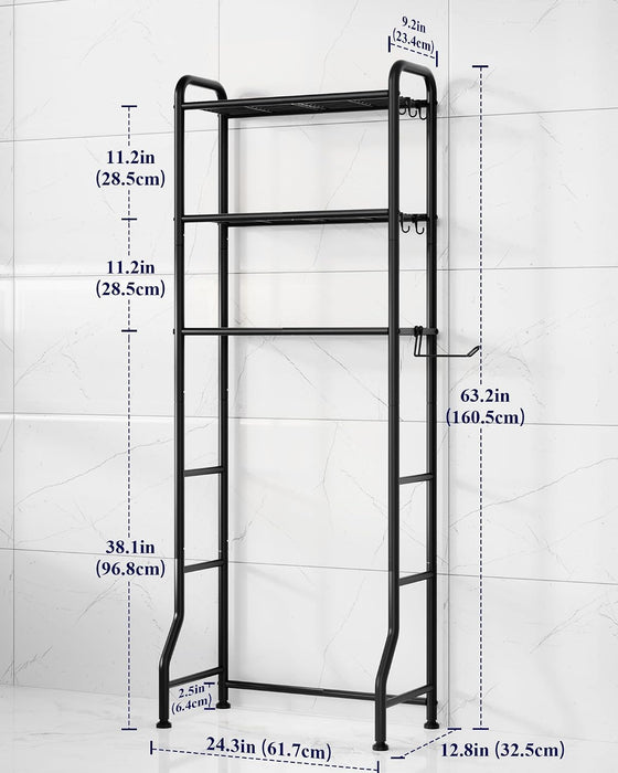 Over Toilet Storage Rack, 63.2" H Space-Saving, Holder & Hooks