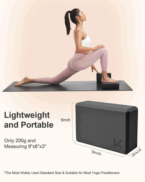 Yoga Block, High-Density EVA Foam 2 Pack Yoga Block with Non-Slip Textured Surface, Supportive, Lightweight - Ideal for Yoga