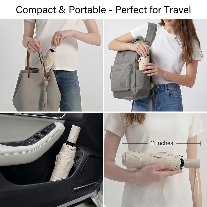 Small UV Protection Travel Umbrella Compact for Rain and Sun UPF 50+ Windproof Portable 42 inch Umbrella for Women and M