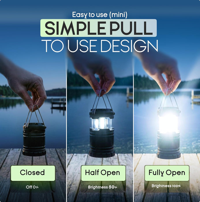 Camping Lights LED Lantern Flashlights, Battery Operated Lamp Tent Lanterns for Power Outages, Camping Essentials Outdoor,Home,Emergency Gear, Hurricane Survival (3 AAA batteries not included)