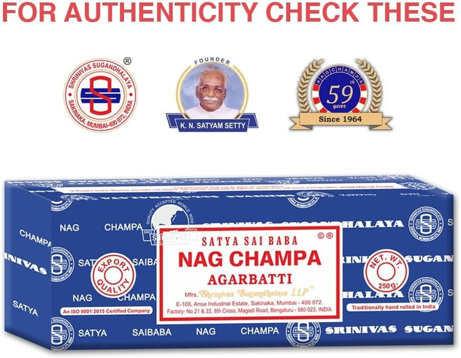 Sai Baba Nag Champa Agarbatti, 250gms Hand Rolled Fine Quality Incense Sticks for Purification, Relaxation, Positivity, Yoga, Meditation