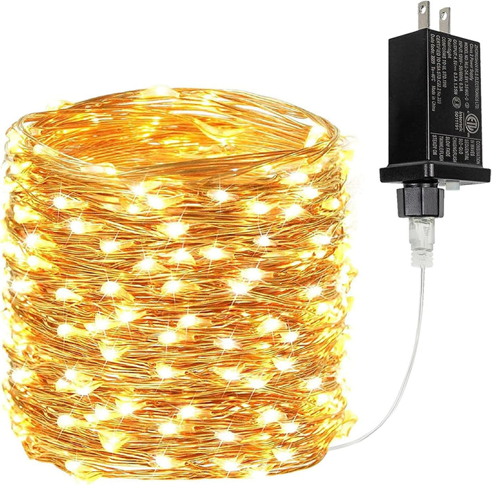 66FT 200 LED Fairy Lights Plug in, 8 Modes Twinkle Lights Warm White