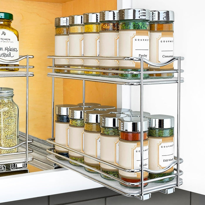 ® Pull Out Spice Organization for Cabinets - 4-3/8 inch Wide – Spice Rack for Inside Cabinets, Slide Out Spice Rack Orga