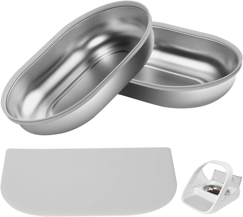 Stainless Steel Bowl for Automatic Microchip Cat Pet Feeder, Design for Keeping Food Fresh and Reducing Odor, 2 Pcs+1 Gr