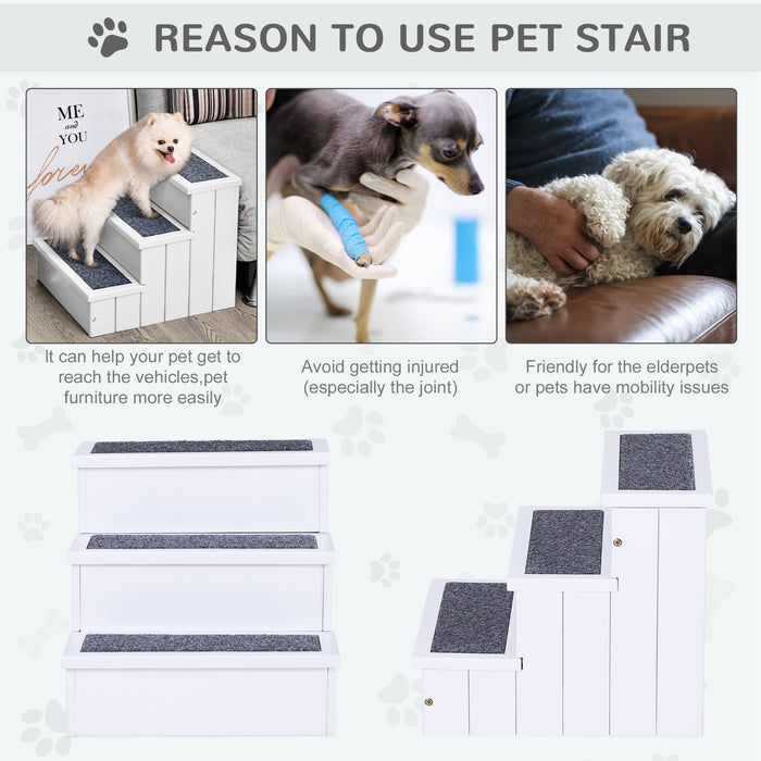 Three-Step Carpeted Pet Stairs