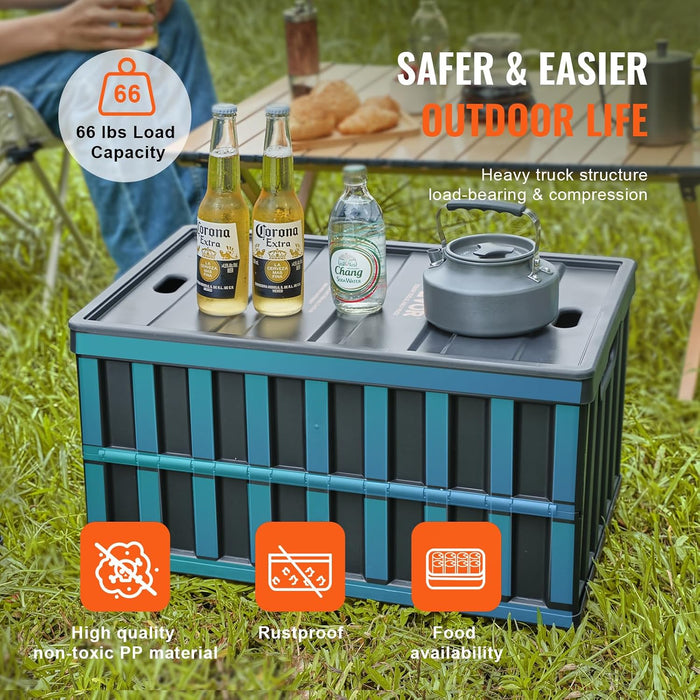 65L Collapsible Storage Bins with Lids 3 Packs, Stackable Crates