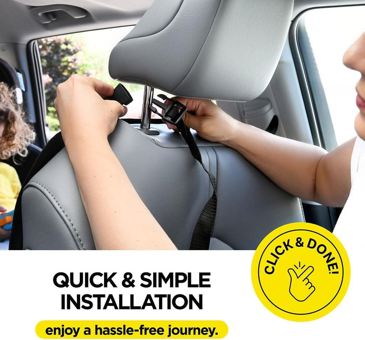 Back Seat Cover For Kids + 3 Pocket Storage Organizer, 2 Pack X-Large Waterproof Kick Mats Backseat Protector, Car Seat Back Protectors For Vehicles To Protect From Dirt, Mud & Scratches
