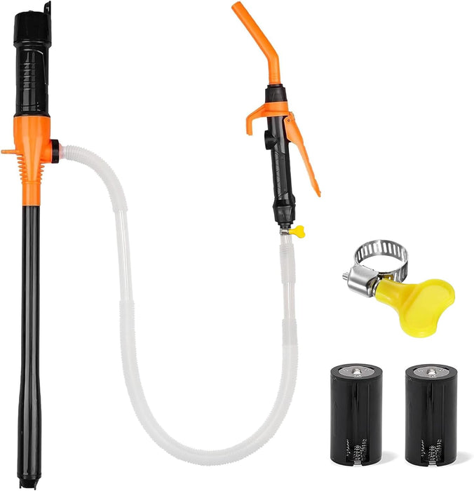 Fuel Transfer Pump Battery Powered - Portable Gas Pump With Nozzle - Orange