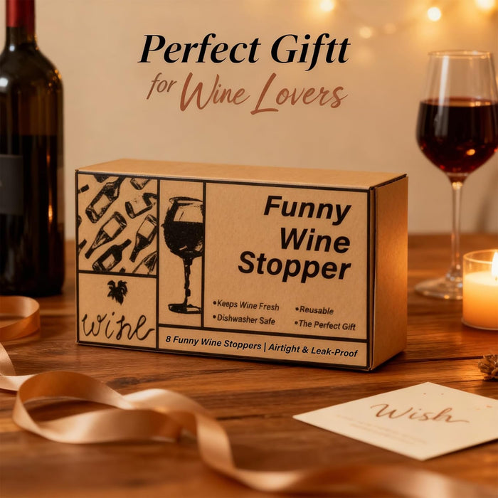 8 Pack Funny Wine Stoppers - Wine Gifts for Wine Lovers
