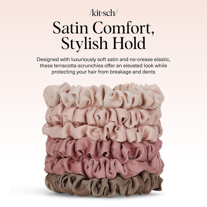 Satin Scrunchies for Women | For All Hair Types Terracotta, 6pcs