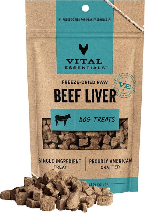 Freeze Dried Dog Treats, Beef Liver, 2.1 oz Bag