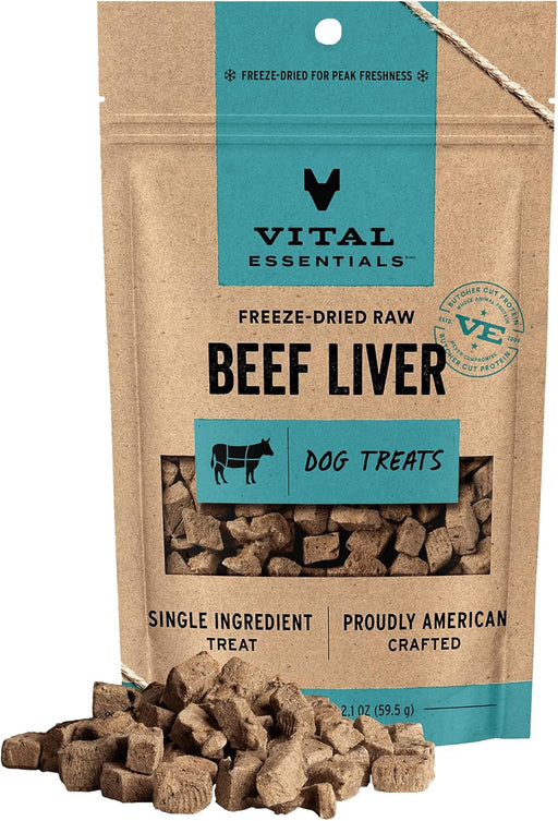 Freeze Dried Dog Treats, Beef Liver, 2.1 oz Bag