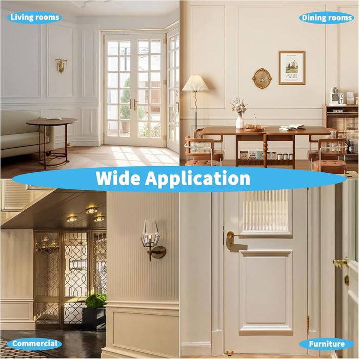 Pre-Cut Wall Molding Set, Ready-to-Assemble Panels, 3 Top 3 Bottom