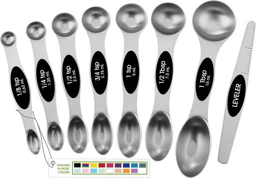 Stainless Steel Magnetic Measuring Spoons Set of 8, Black