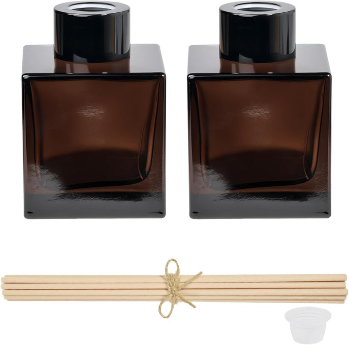 100ml 2pcs Reed Diffuser Bottles - Fragrance Diffuser Empty Bottle with 20pcs Reed Sticks for Home Fragrance Accessories and Women Gift Room,Home,Bathroom Decor