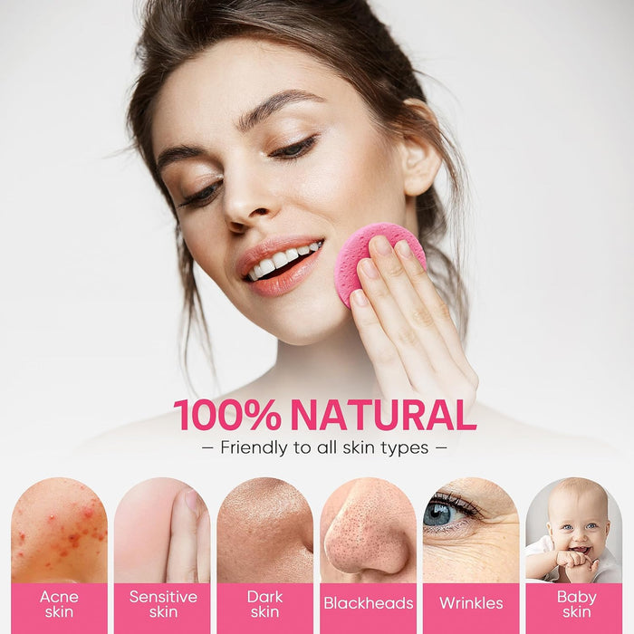 50-Count Compressed Facial Sponge for Daily Facial Cleansing and Exfoliating, 100％ Natural Cosmetic Spa Sponges for Make